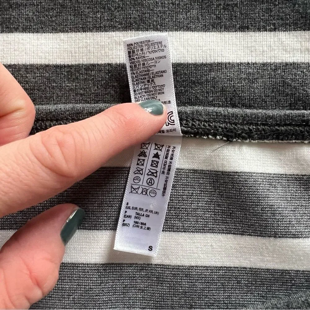 American Apparel Grey & White Striped Bodycon Mini Skirt